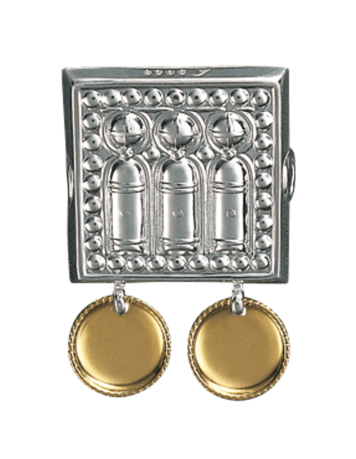 Hovedbilde beltestøl, kvit m. forgylte ...