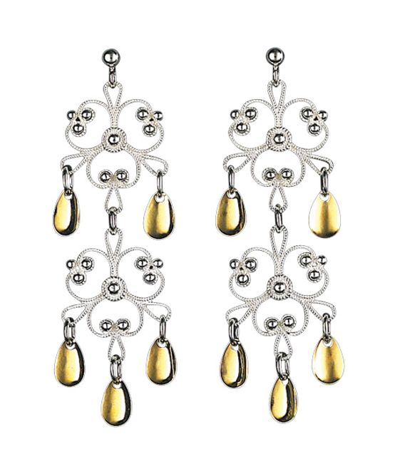 Hovedbilde Øyrepynt, kvit/forgylt